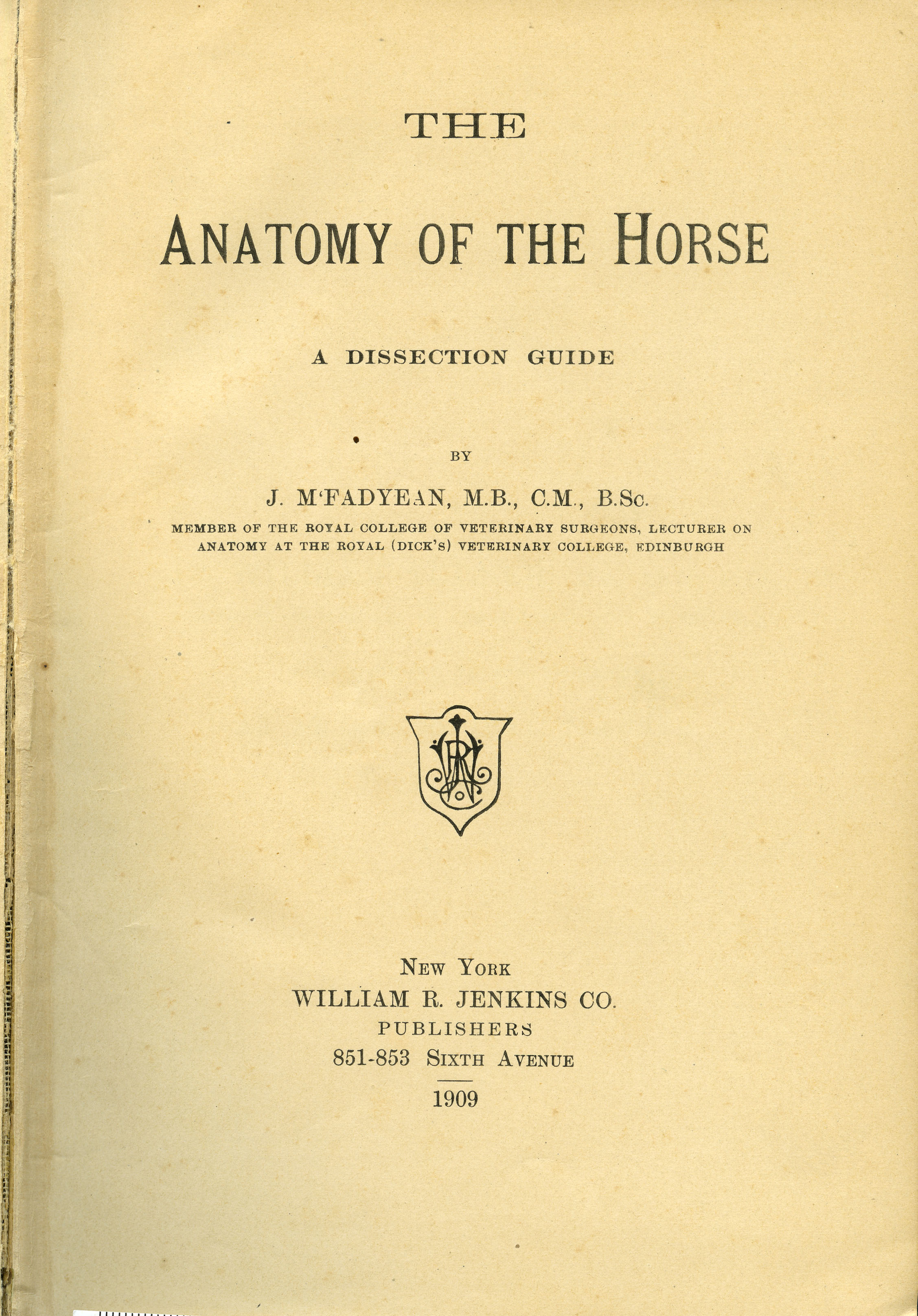 Mcfadyean's Anatomy of the Horse