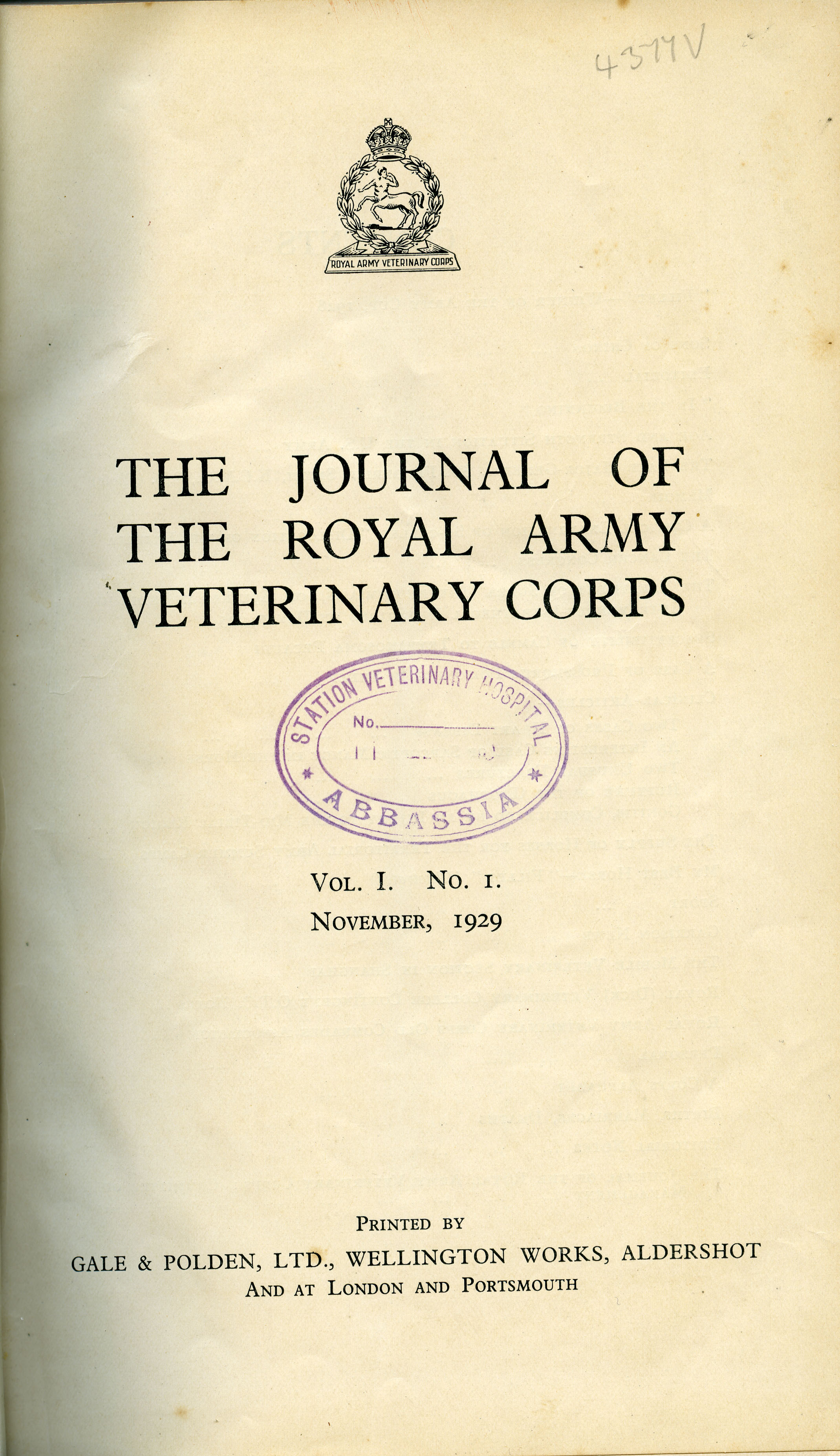 Journal of the Royal Army Veterinary Corps