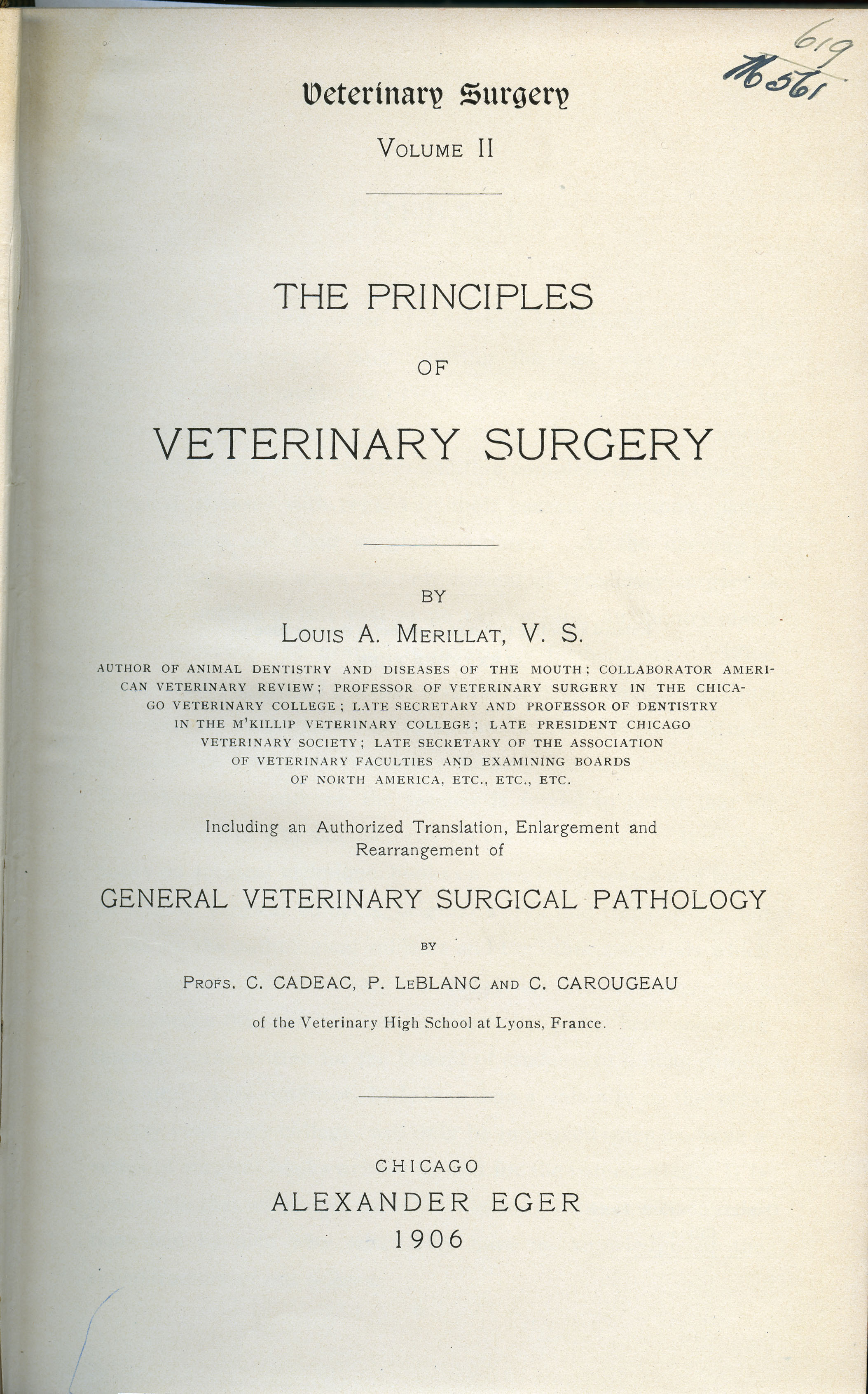 Merillat's Principles of Veterinary Surgery