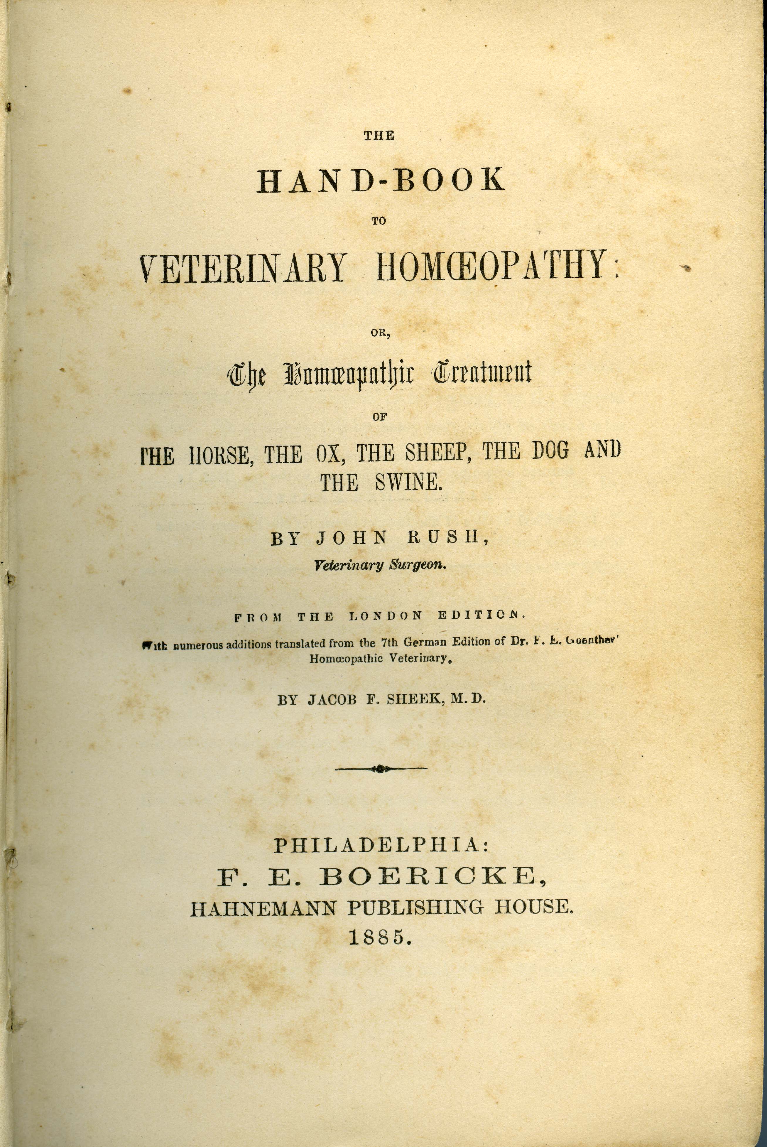 Rush's The Handbook to Veterinary Homoeopathy